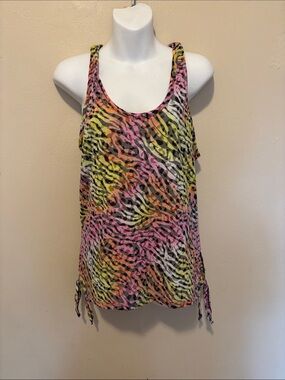 OP Multicolor Zebra Print Tank Top - Pink, Yellow, Orange, Black, White